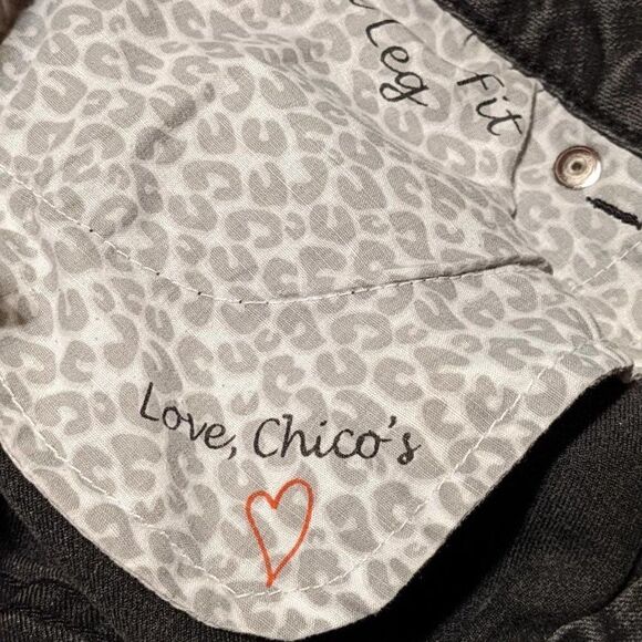 CHICO'S PLATINUM ULTIMATE FIT SLIM LEG DENIM JEANS - BLACK - SIZE 1.5 SHORT - Picture 5 of 8